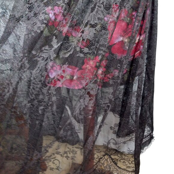 Pearl By Georgina Chapman of Marchesa Size 4 Dress Black Floral Lace Midi Flirty - Picture 9 of 14